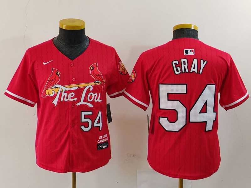 Youth St Louis Cardinals #54 Sonny Gray Red 2024 City Connect Limited Stitched Baseball Jersey 500w